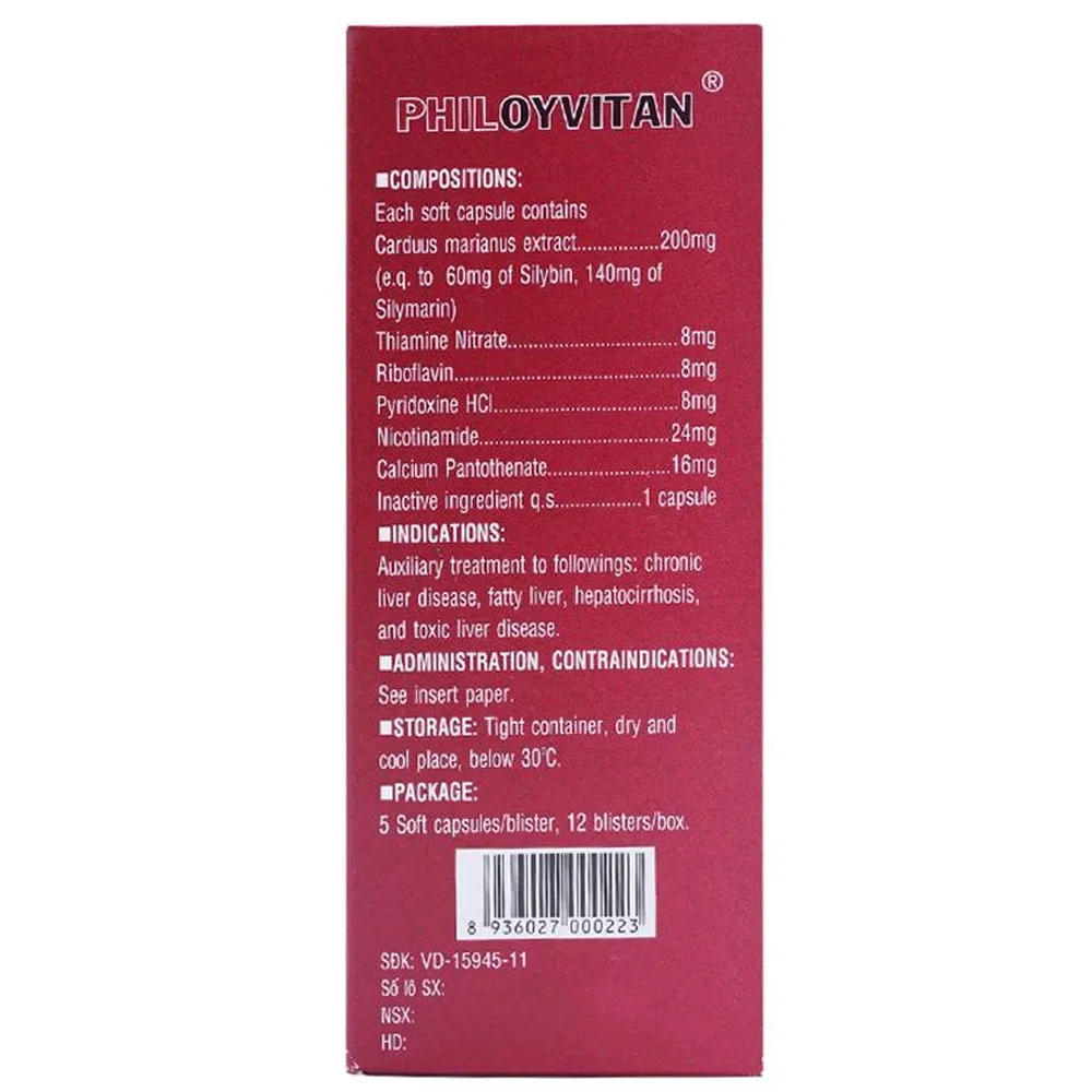 Hình ảnh Viên nang mềm Philoyvitan Phil Inter Pharma điều trị hỗ trợ các bệnh gan mạn tính (12 vỉ x 5 viên)