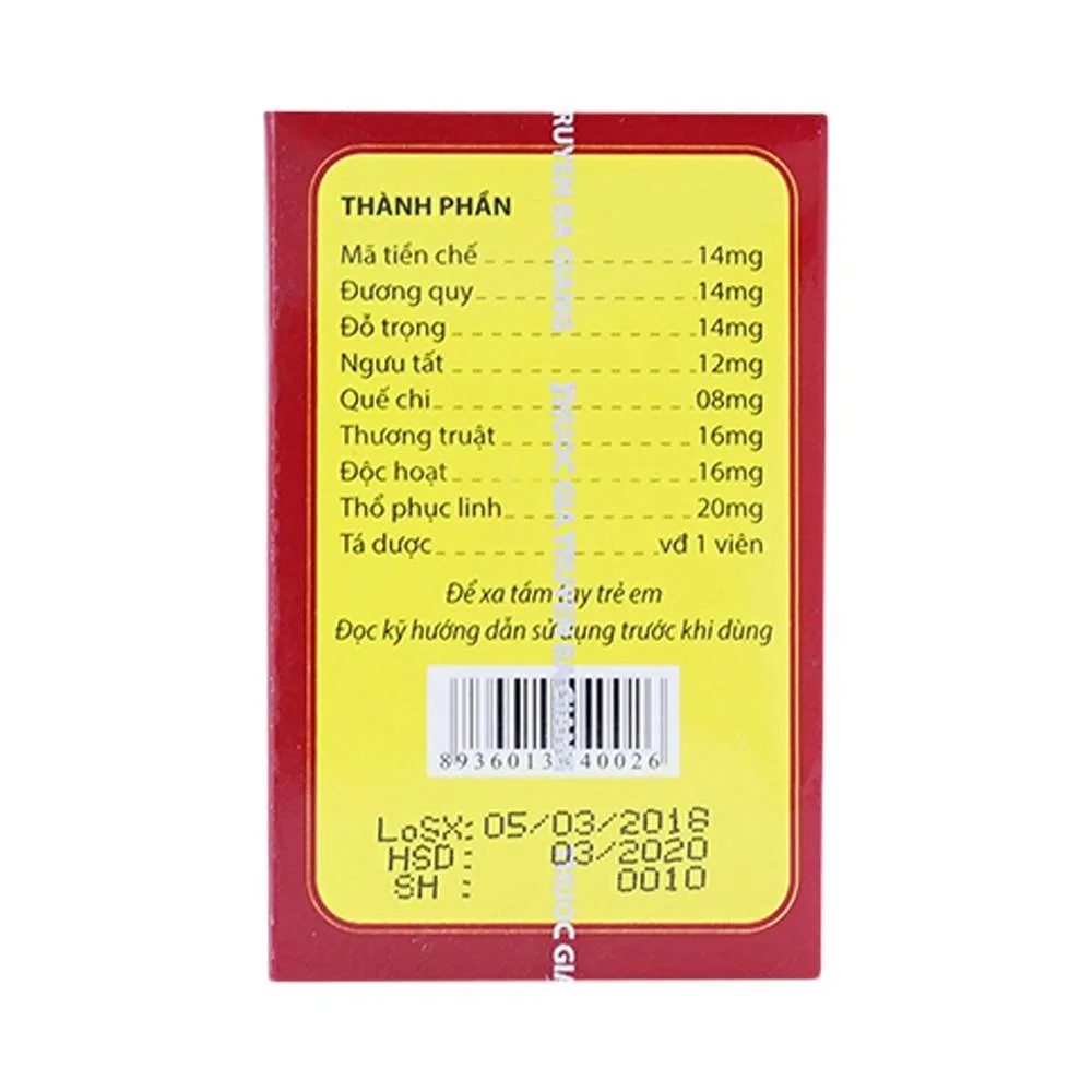 Hình ảnh Thuốc Phong Tê Thấp Bà Giằng điều trị viêm, đau xương khớp (250 viên)