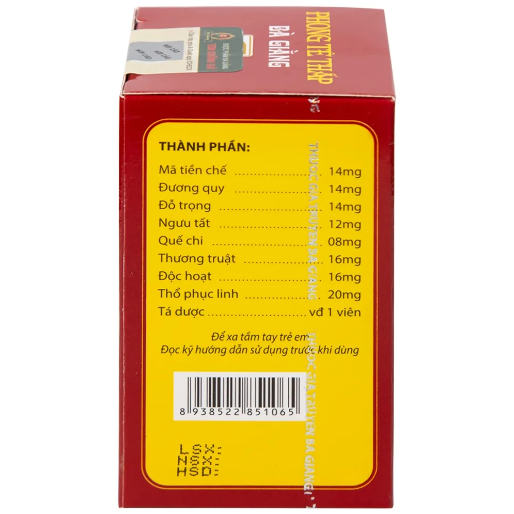 Hình ảnh Thuốc Phong Tê Thấp Bà Giằng điều trị đau vai gáy, đau thần kinh tọa (400 viên)