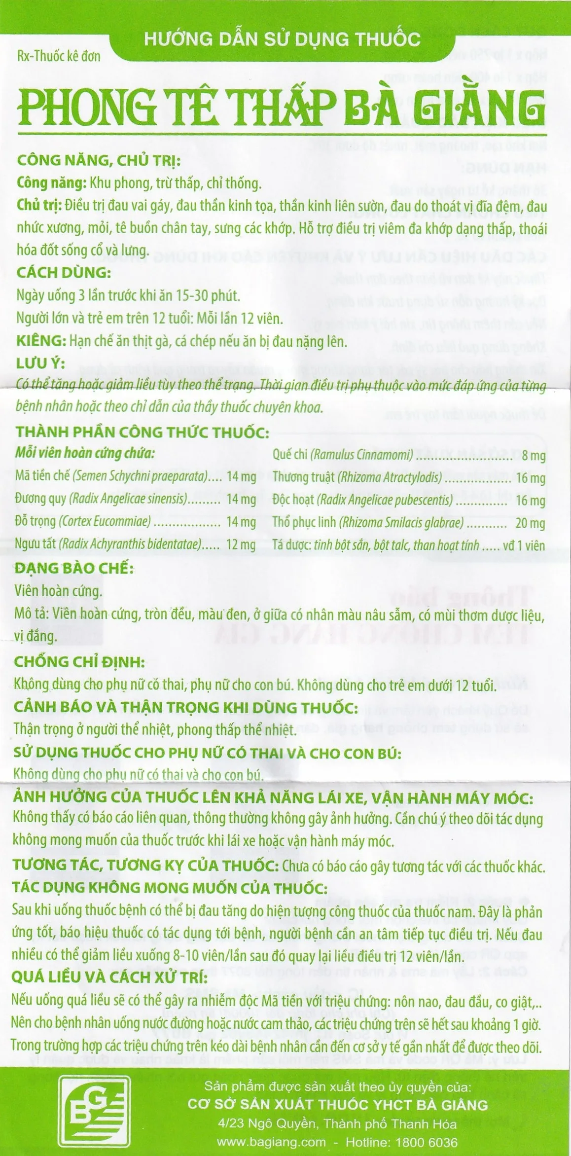 Hình ảnh Thuốc Phong Tê Thấp Bà Giằng điều trị đau vai gáy, đau thần kinh tọa (400 viên)