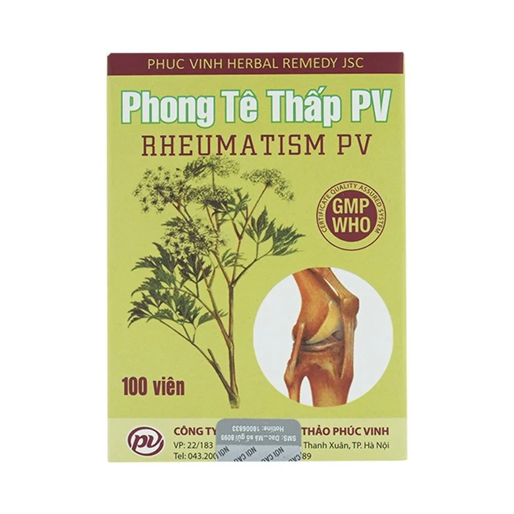 Hình ảnh Thuốc Phong Tê Thấp PV điều trị phong thấp, thắt lưng, đầu gối đau nhức (100 viên)