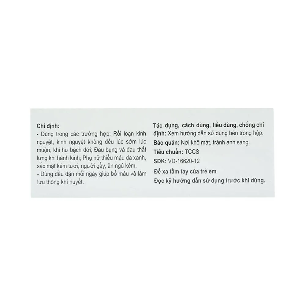 Hình ảnh Thuốc điều kinh bổ huyết Phụ Huyết Khang YPharco điều trị rối loạn kinh nguyệt (5 vỉ x 10 viên)