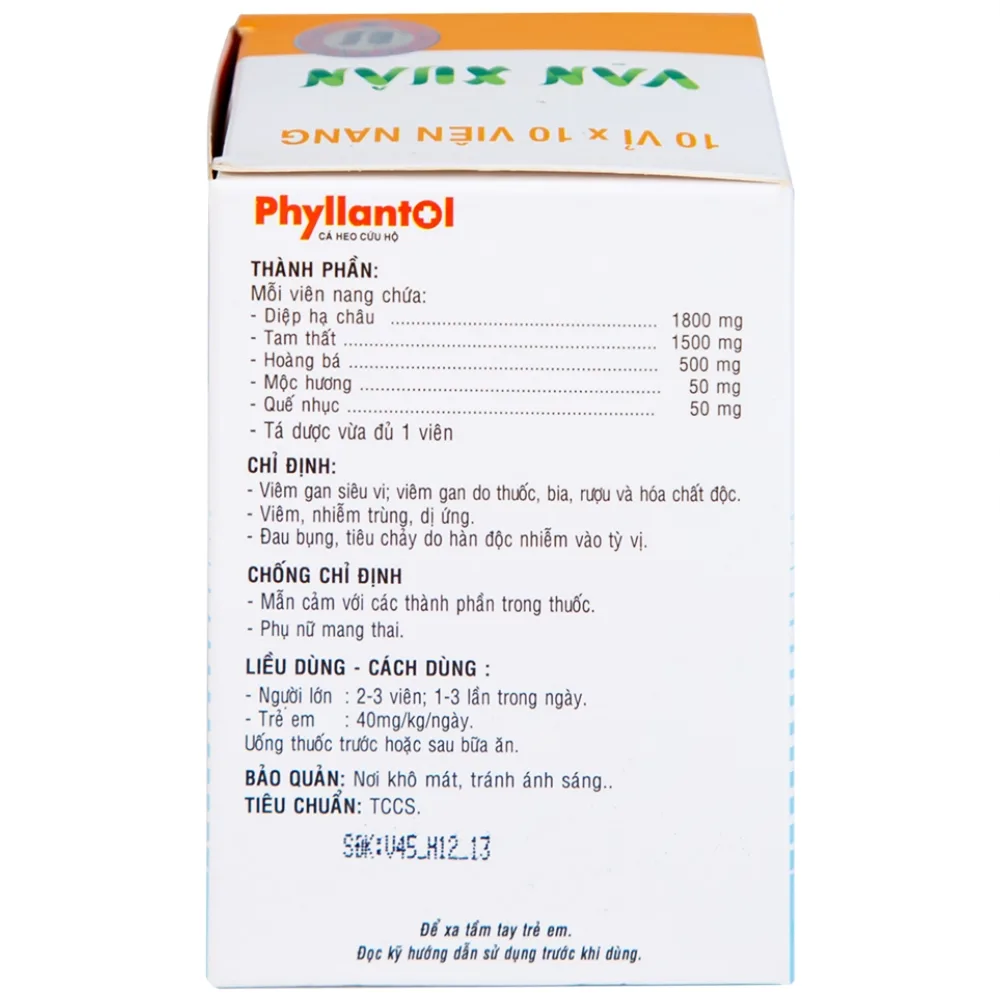 Hình ảnh Viên nang Phyllantol Vạn Xuân điều trị bệnh tiêu hóa, gan mật, mệt mỏi, ngực sườn đầy tức (10 vỉ x 10 viên) 