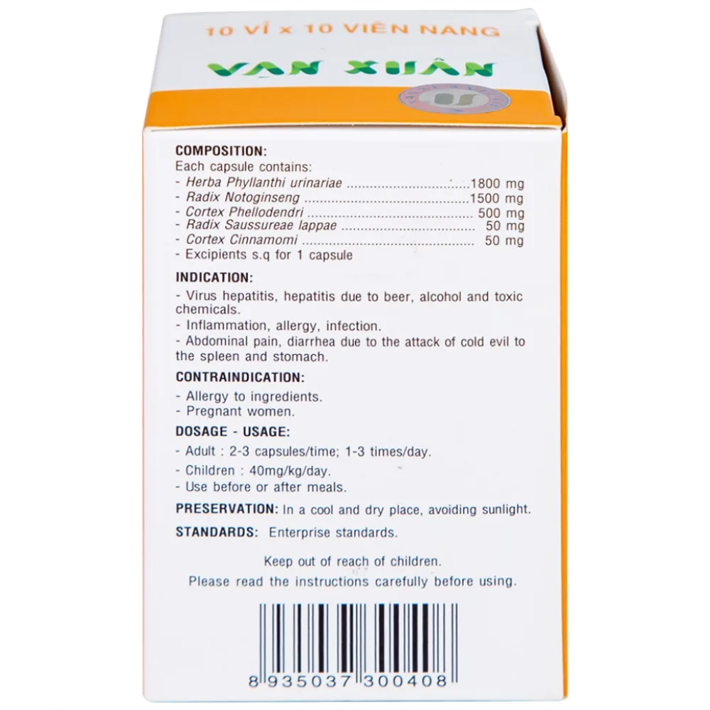 Hình ảnh Viên nang Phyllantol Vạn Xuân điều trị bệnh tiêu hóa, gan mật, mệt mỏi, ngực sườn đầy tức (10 vỉ x 10 viên) 