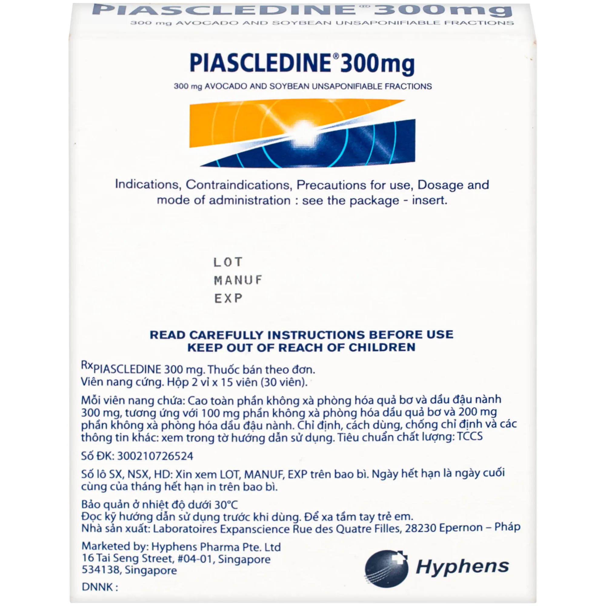 Hình ảnh Thuốc Piascledine 300mg Hyphens điều trị viêm xương khớp hông và khớp gối (2 vỉ x 15 viên)