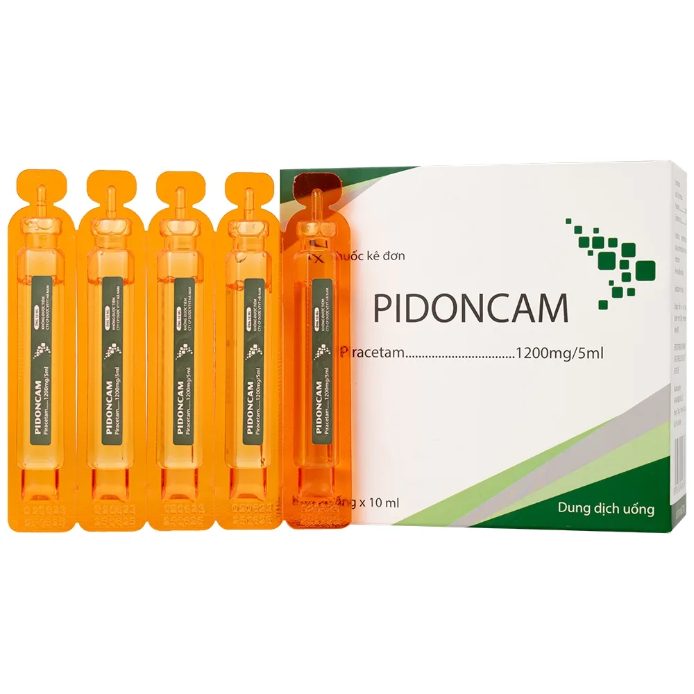 Hình ảnh Thuốc Pidoncam 1200mg/5ml Hà Nam điều trị triệu chứng chóng mặt, suy giảm trí nhớ (20 ống x 10ml)