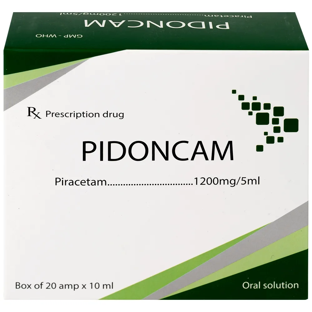 Hình ảnh Thuốc Pidoncam 1200mg/5ml Hà Nam điều trị triệu chứng chóng mặt, suy giảm trí nhớ (20 ống x 10ml)