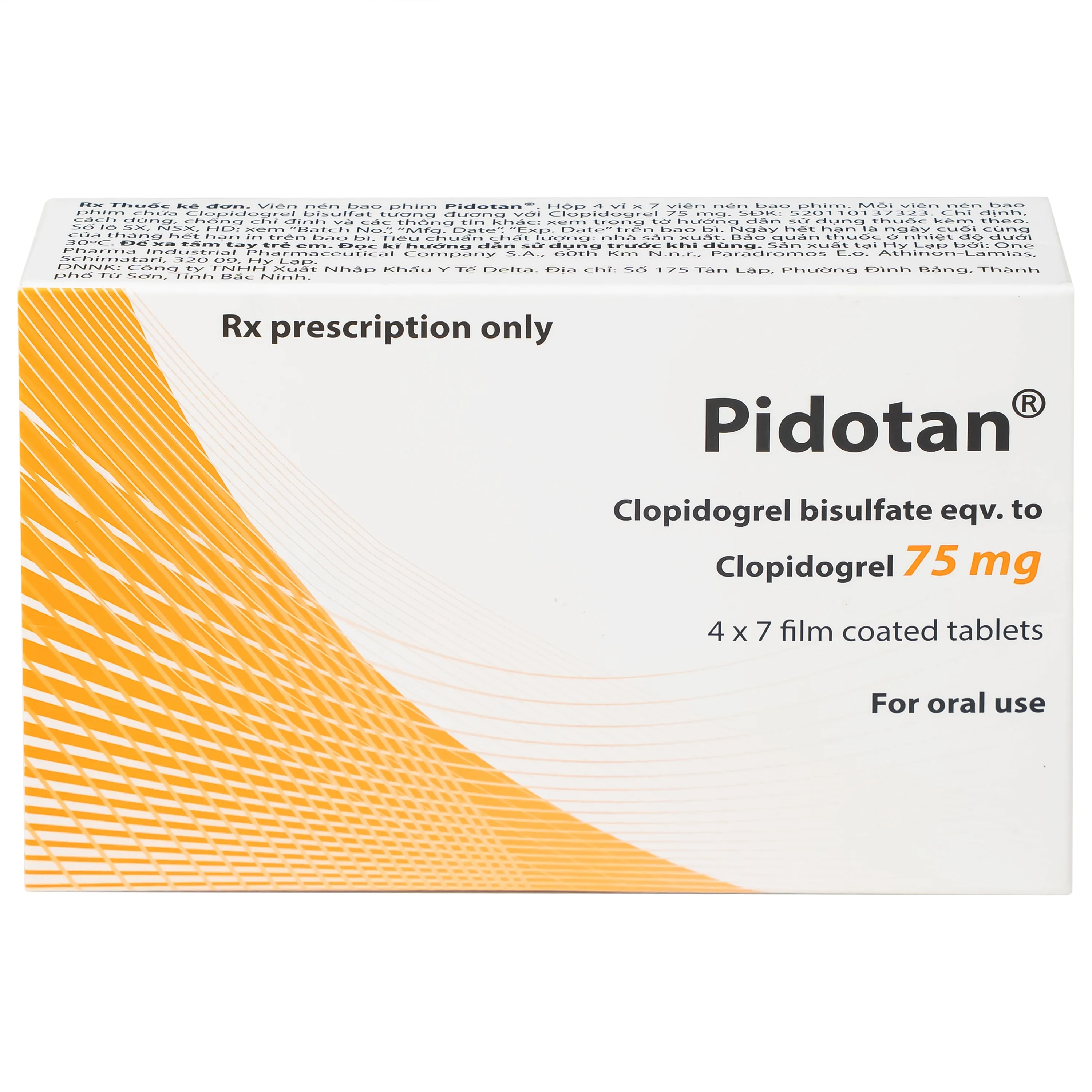 Hình ảnh Thuốc Pidotan 75mg One Pharma phòng ngừa huyết khối động mạch và rung nhĩ (4 vỉ x 7 viên)