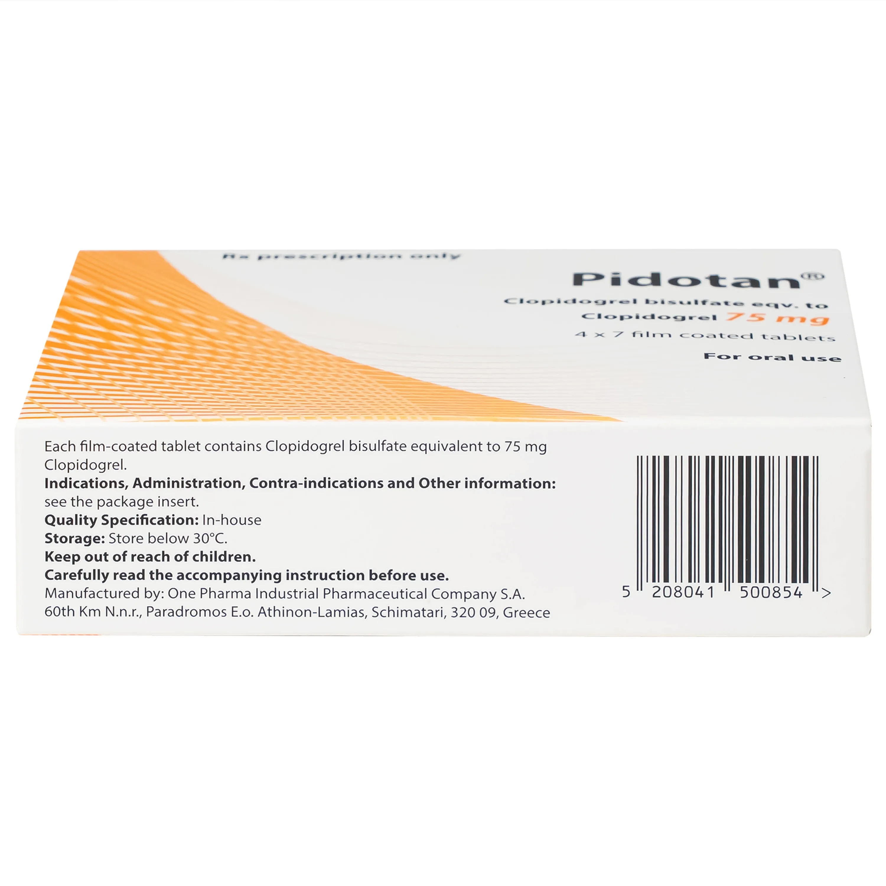 Hình ảnh Thuốc Pidotan 75mg One Pharma phòng ngừa huyết khối động mạch và rung nhĩ (4 vỉ x 7 viên)