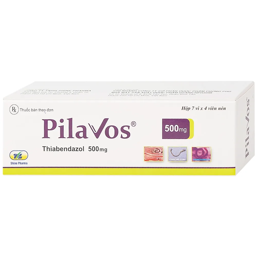 Hình ảnh Thuốc Pilavos 500mg Usarichpharm điều trị bệnh giun lươn, ấu trùng giun di chuyển dưới da (7 vỉ x 4 viên)