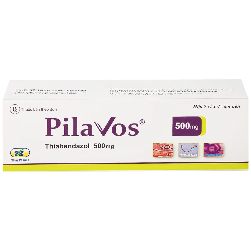 Hình ảnh Thuốc Pilavos 500mg Usarichpharm điều trị bệnh giun lươn, ấu trùng giun di chuyển dưới da (7 vỉ x 4 viên)