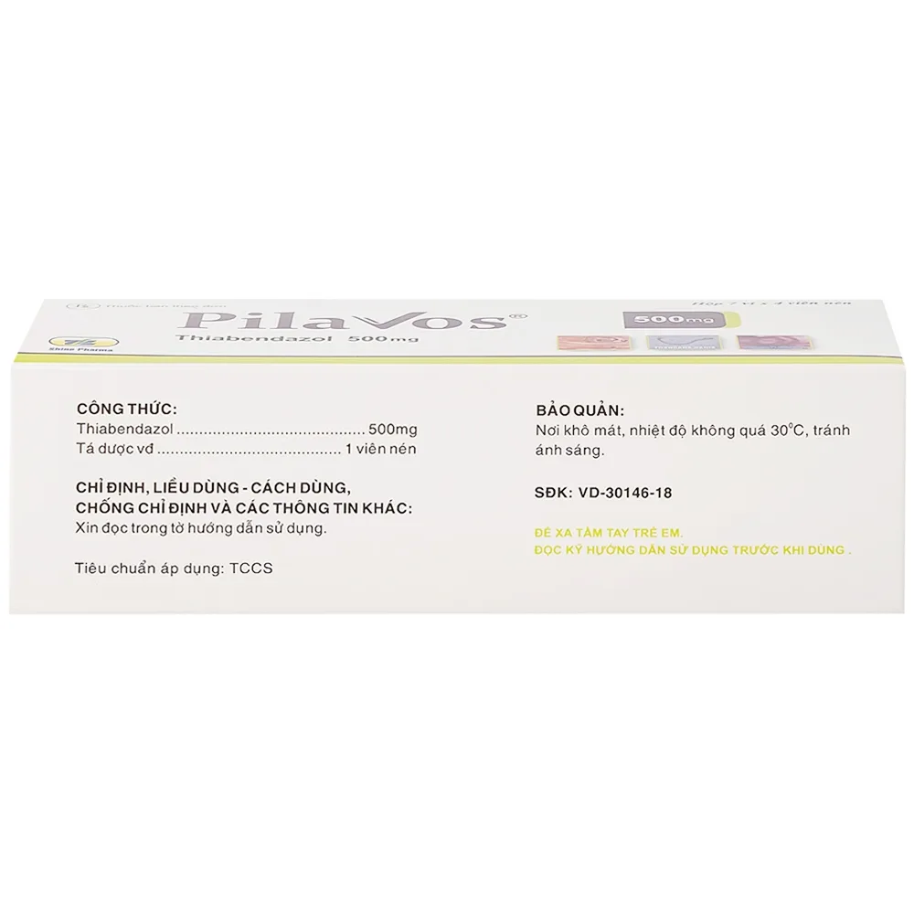 Hình ảnh Thuốc Pilavos 500mg Usarichpharm điều trị bệnh giun lươn, ấu trùng giun di chuyển dưới da (7 vỉ x 4 viên)