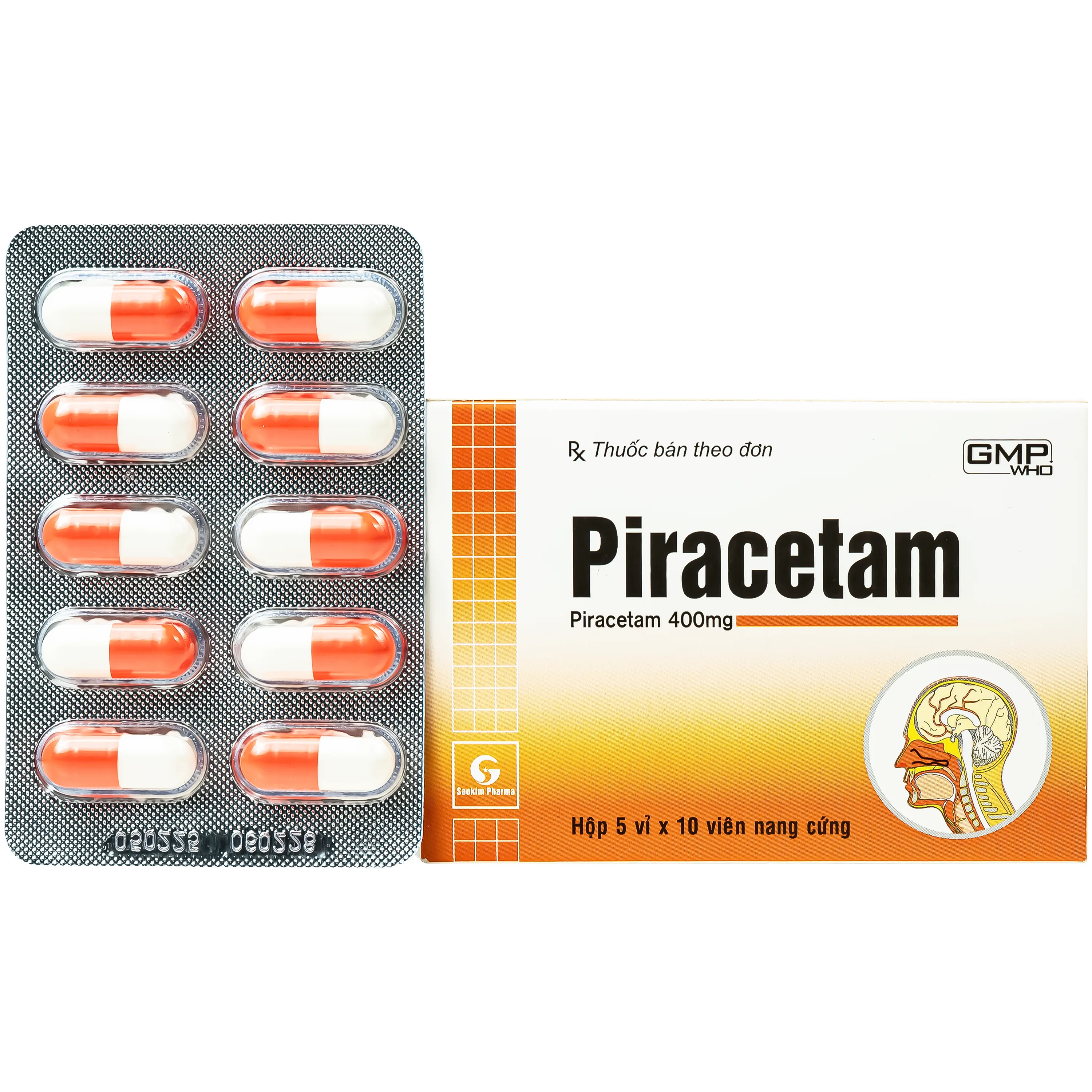 Hình ảnh Thuốc Piracetam 400mg Sao Kim điều trị triệu chứng chóng mặt, suy giảm trí nhớ (5 vỉ x 10 viên)