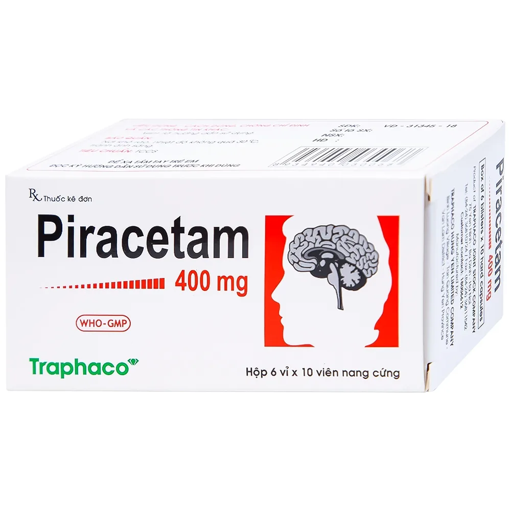 Hình ảnh Viên nang cứng Piracetam 400mg Traphaco điều trị triệu chứng chóng mặt, suy giảm trí nhớ (6 vỉ x 10 viên)