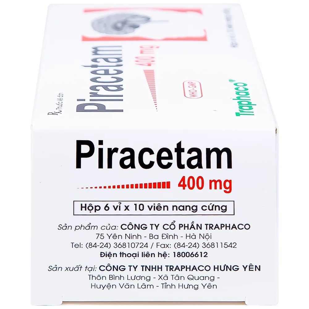 Hình ảnh Viên nang cứng Piracetam 400mg Traphaco điều trị triệu chứng chóng mặt, suy giảm trí nhớ (6 vỉ x 10 viên) 