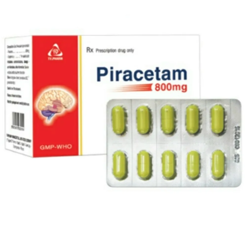 Hình ảnh Viên nén Piracetam 800mg TV. Pharm điều trị triệu chứng chóng mặt (6 vỉ x 10 viên)