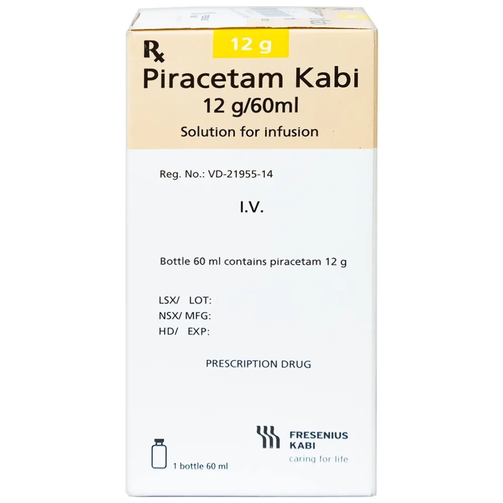 Hình ảnh Dịch truyền Piracetam Kabi 12g/60ml Fresenius Kabi điều trị triệu chứng chóng mặt (60ml)