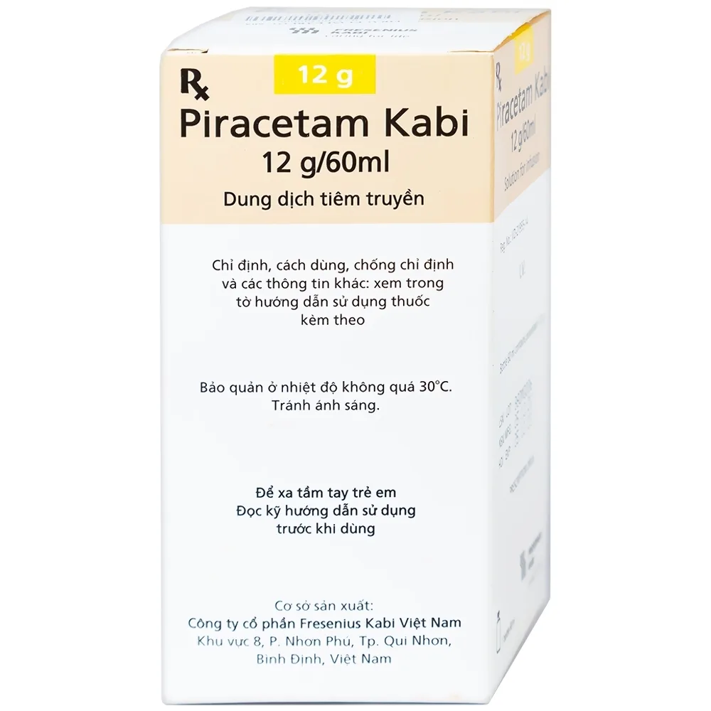 Hình ảnh Dịch truyền Piracetam Kabi 12g/60ml Fresenius Kabi điều trị triệu chứng chóng mặt (60ml)