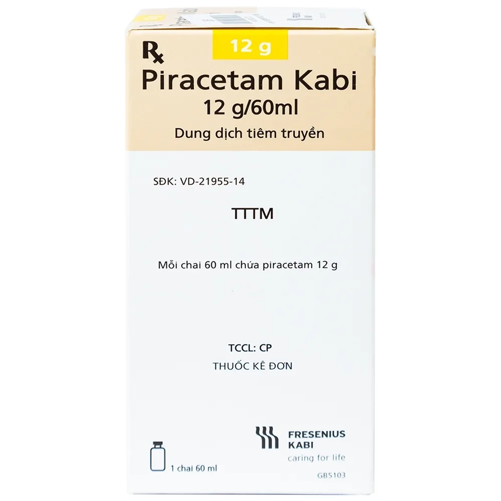 Hình ảnh Dịch truyền Piracetam Kabi 12g/60ml Fresenius Kabi điều trị triệu chứng chóng mặt (60ml)