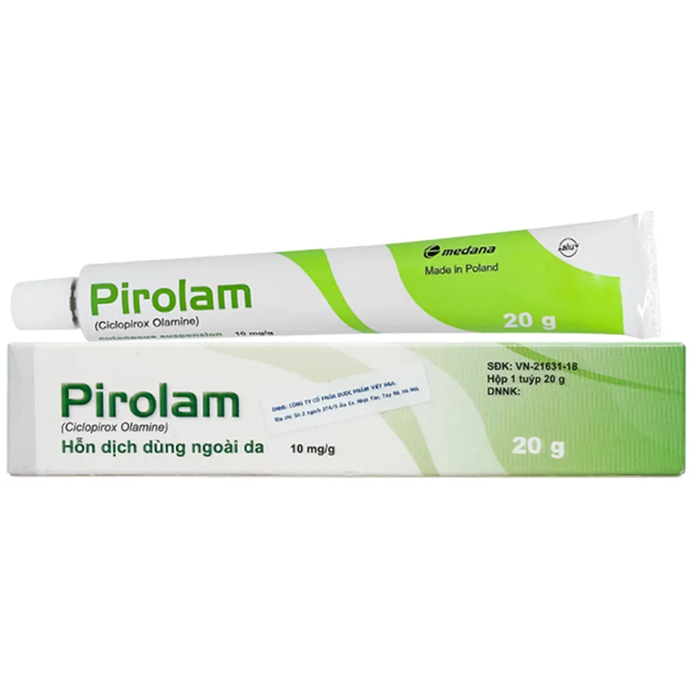Hình ảnh Thuốc bôi da Pirolam Medana xanh lá điều trị các bệnh nấm da, nấm da đầu, nấm da chân (20g)