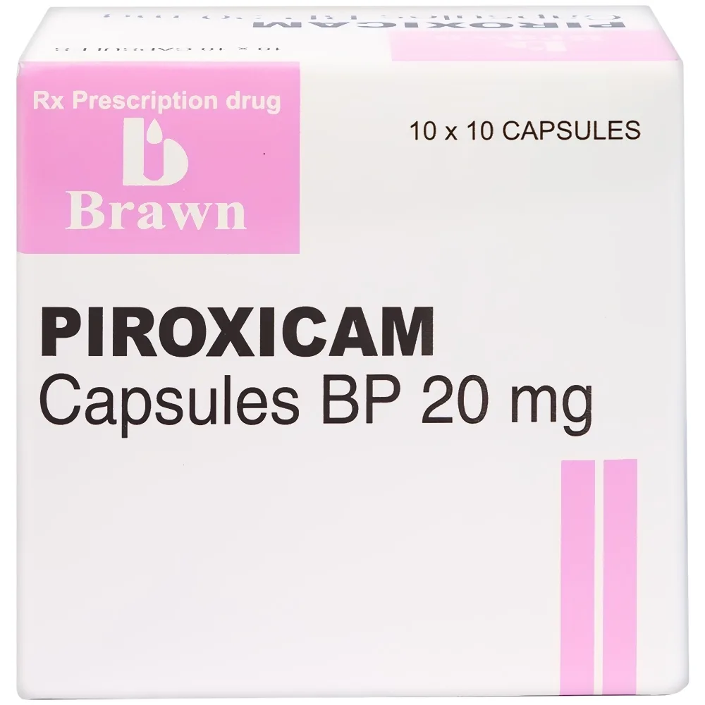 Hình ảnh Thuốc Piroxicam capsules BP 20mg Brawn kháng viêm và giảm đau viêm khớp dạng thấp (10 vỉ x 10 viên)