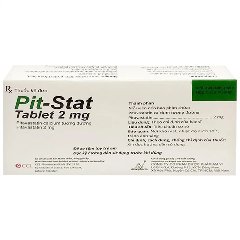 Hình ảnh Thuốc Pit-Stat 2mg Am Vi bổ sung chế độ dinh dưỡng để làm giảm cholesterol toàn phần (1 vỉ x 10 viên)