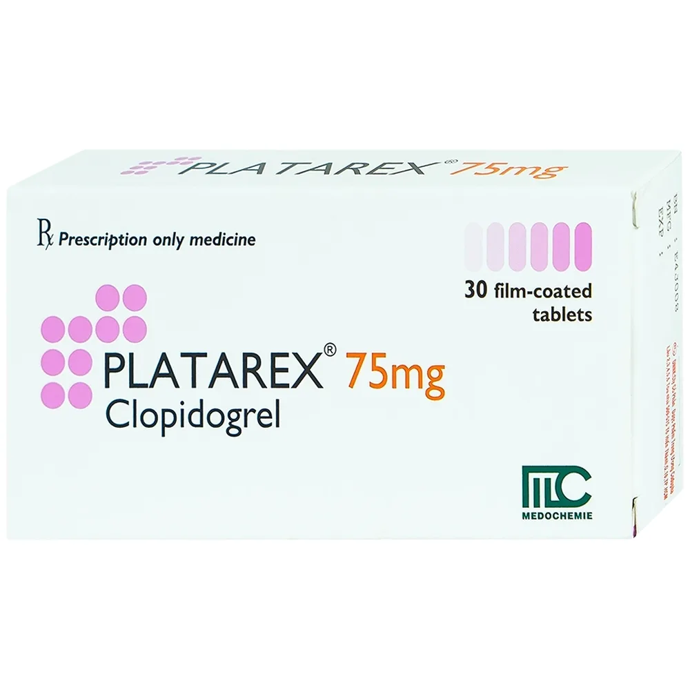 Hình ảnh Viên nén Platarex 75mg Medochemie phòng ngừa các biến cố huyết khối động mạch (3 vỉ x 10 viên)
