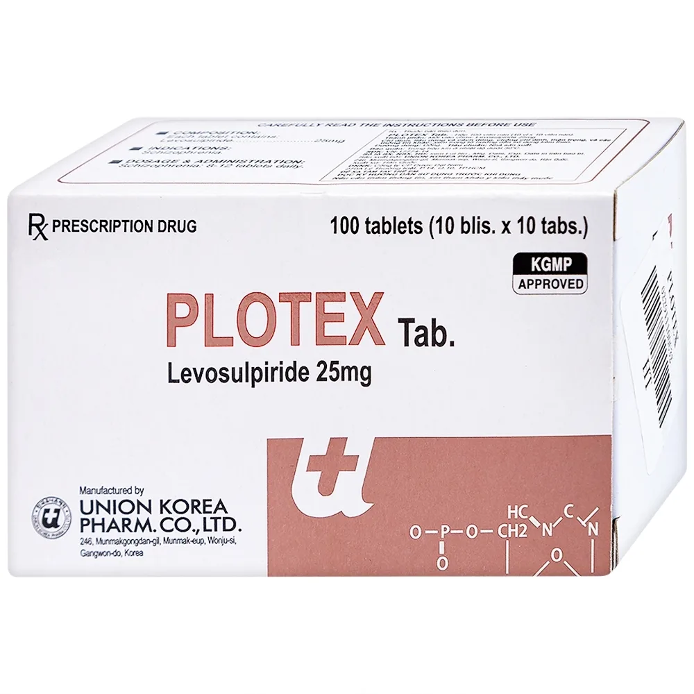 Hình ảnh Thuốc Plotex 25mg Union Korea Pharm điều trị bệnh tâm thần phân liệt (10 vỉ x 10 viên)