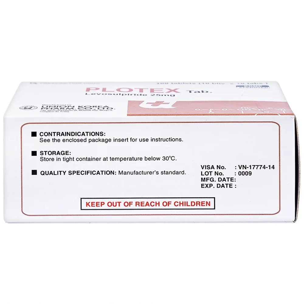 Hình ảnh Thuốc Plotex 25mg Union Korea Pharm điều trị bệnh tâm thần phân liệt (10 vỉ x 10 viên)