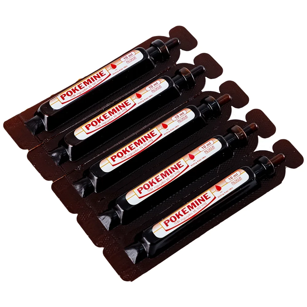 Hình ảnh Dung dịch uống Pokemine 50mg Medisun bổ sung sắt cho bệnh nhân thiếu máu (20 ống x 10ml)