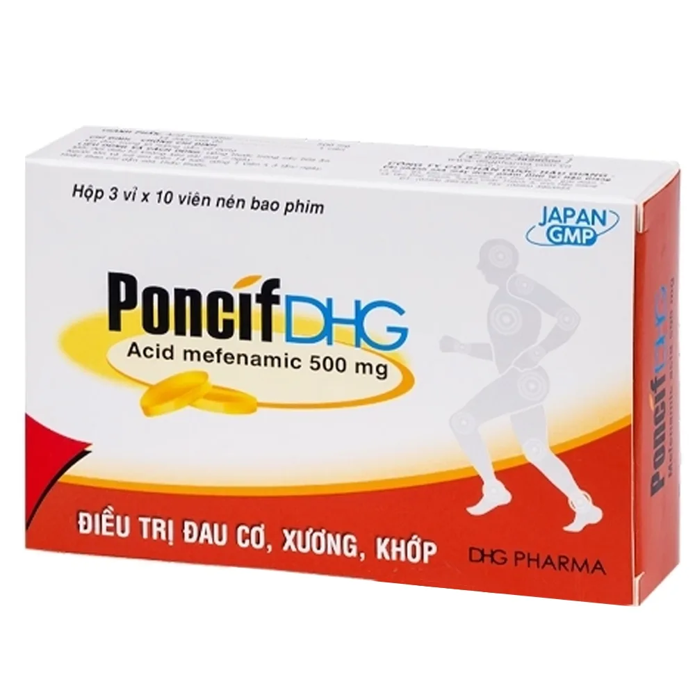 Hình ảnh Thuốc Poncif 500mg DHG điều trị giảm đau cơ, đau do chấn thương, đau răng (3 vỉ x 10 viên)