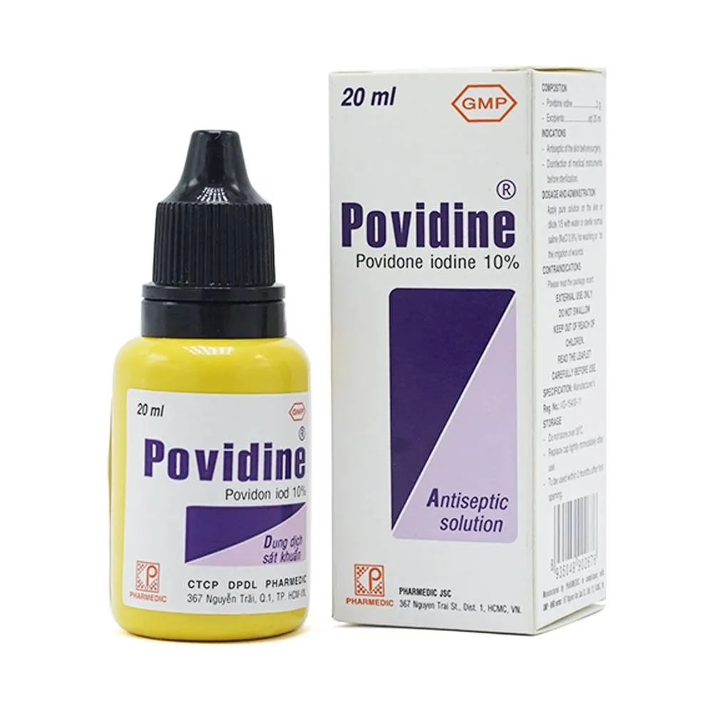 Hình ảnh Dung dịch sát khuẩn Povidine 10% Pharmedic ngăn ngừa nhiễm khuẩn ở vết cắt, vết trầy (20ml)