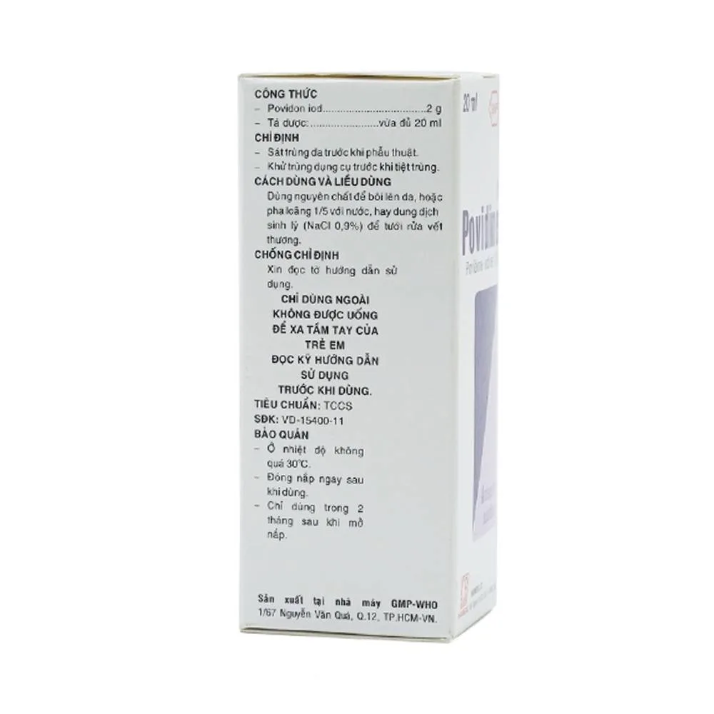 Hình ảnh Dung dịch sát khuẩn Povidine 10% Pharmedic ngăn ngừa nhiễm khuẩn ở vết cắt, vết trầy (20ml)