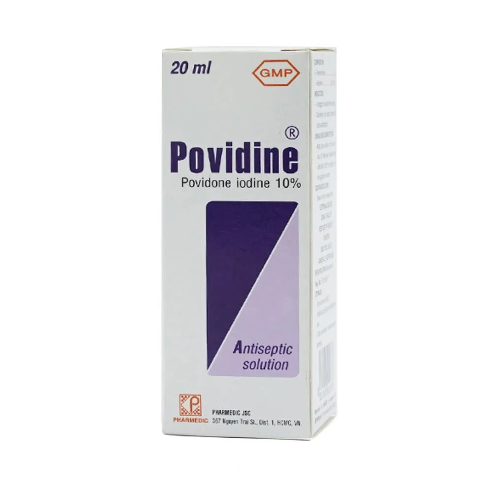 Hình ảnh Dung dịch sát khuẩn Povidine 10% Pharmedic ngăn ngừa nhiễm khuẩn ở vết cắt, vết trầy (20ml)