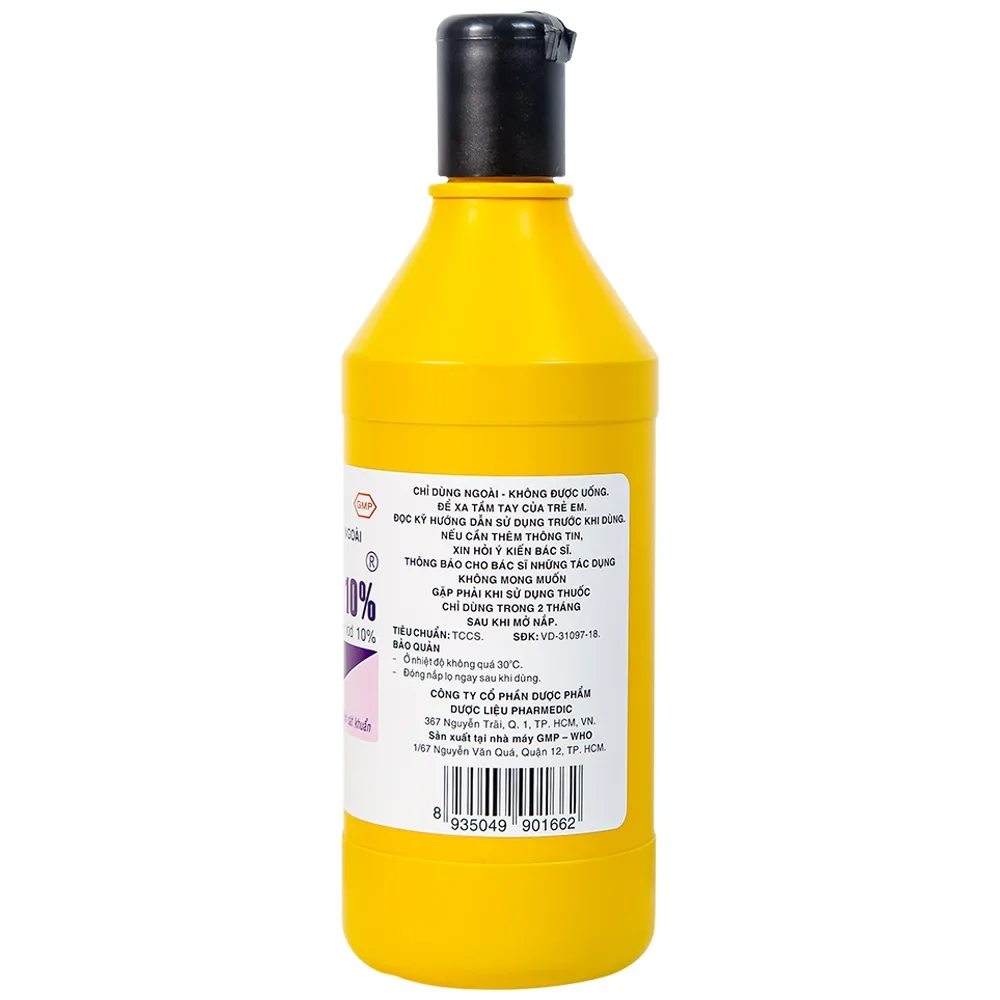 Hình ảnh Dung dịch sát khuẩn Povidine 10% Pharmedic ngăn ngừa nhiễm khuẩn ở vết cắt, vết trầy (500ml)
