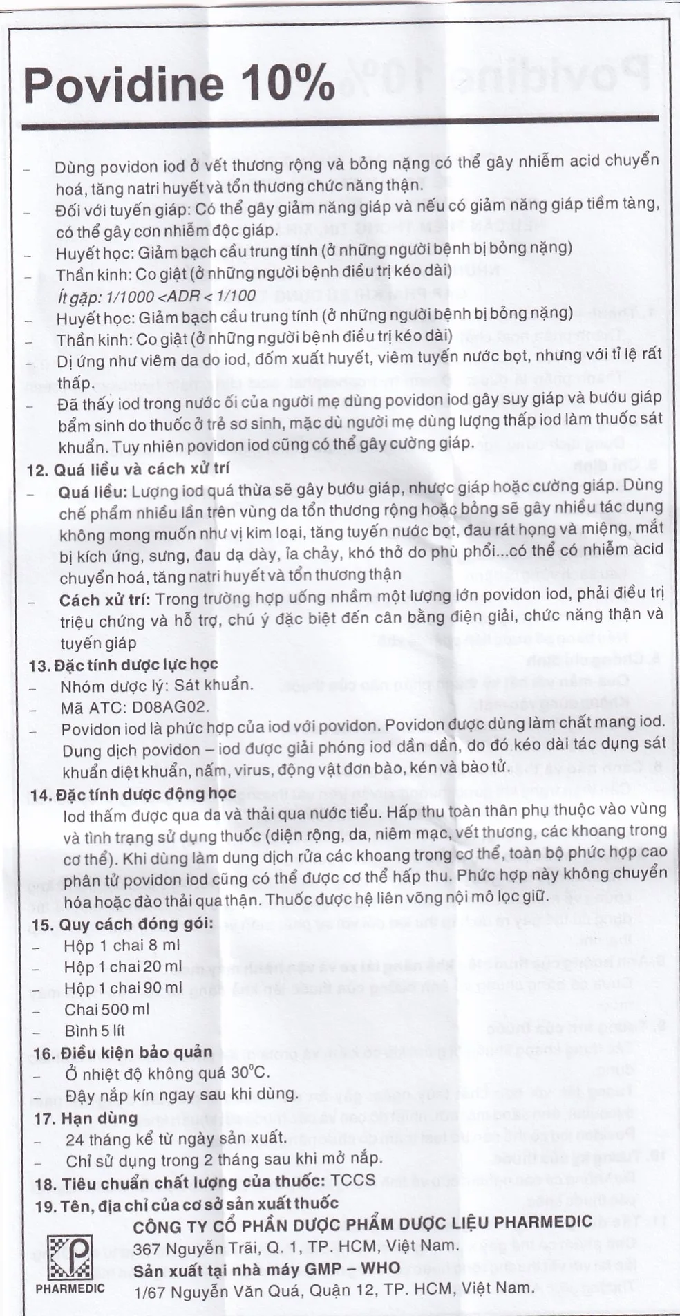 Hình ảnh Dung dịch sát khuẩn Povidine 10% Pharmedic ngăn ngừa nhiễm khuẩn ở vết cắt, vết trầy (8ml)