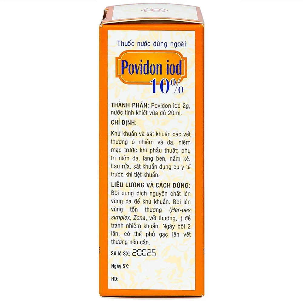 Hình ảnh Thuốc nước dùng ngoài Povidon Iod 10% OPC sát khuẩn vết thương ô nhiễm và da (20ml)
