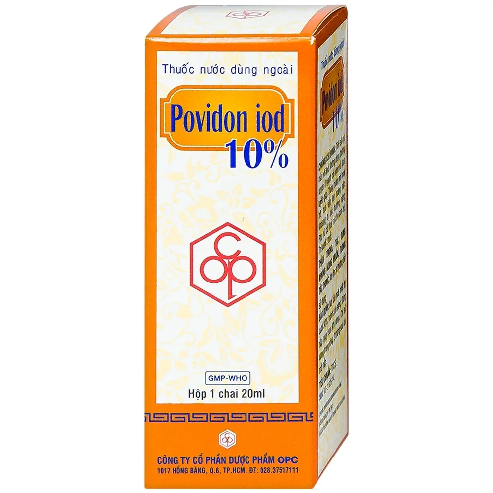 Hình ảnh Thuốc nước dùng ngoài Povidon Iod 10% OPC sát khuẩn vết thương ô nhiễm và da (20ml)