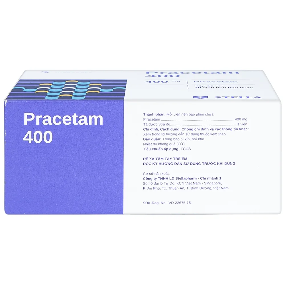 Hình ảnh Viên nén Pracetam 400 Stella điều trị chóng mặt, suy giảm trí nhớ (10 vỉ x 10 viên)