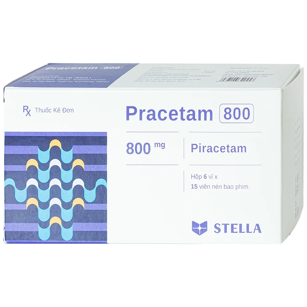Hình ảnh Viên nén Pracetam 800 Stella điều trị chóng mặt, suy giảm trí nhớ (6 vỉ x 15 viên)