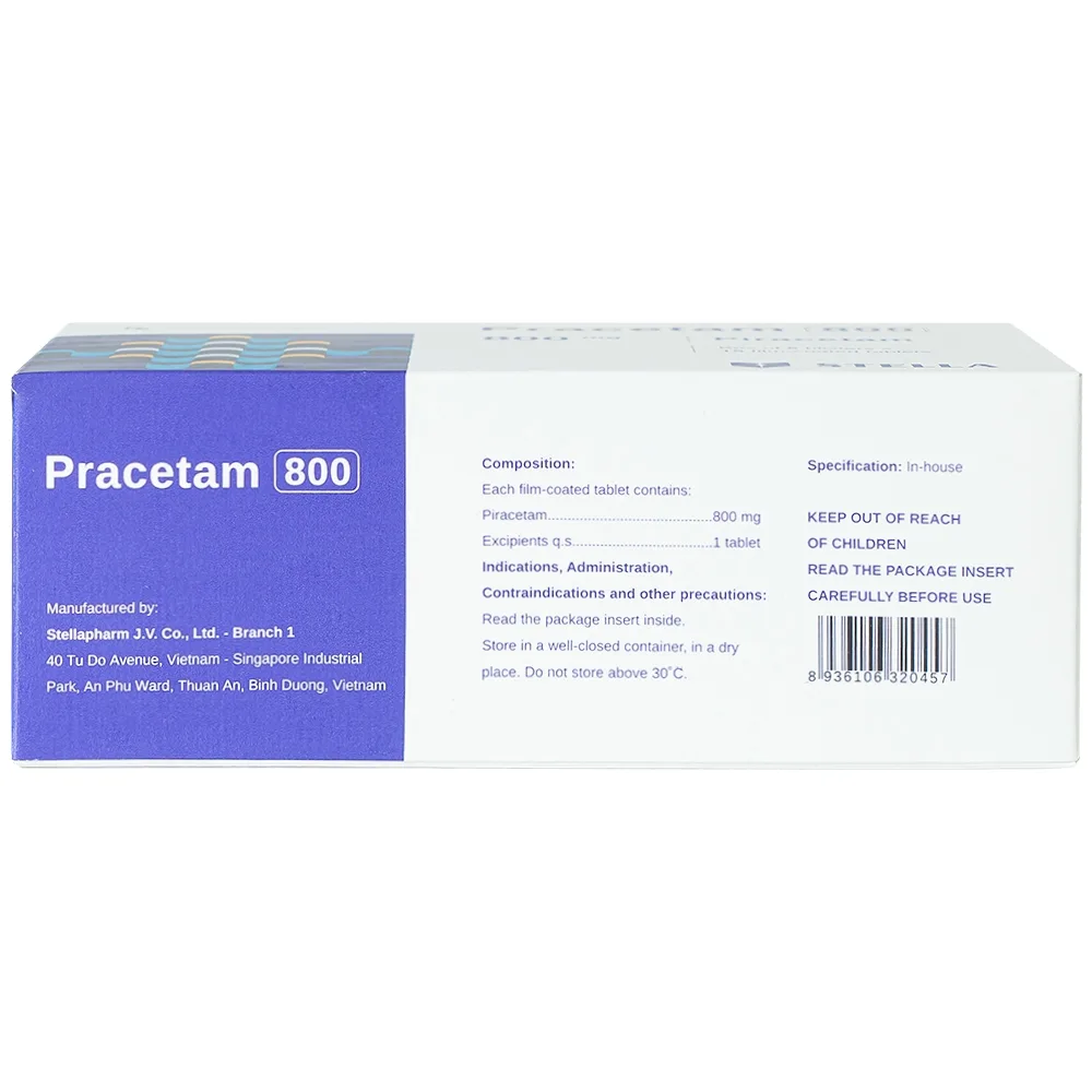 Hình ảnh Viên nén Pracetam 800 Stella điều trị chóng mặt, suy giảm trí nhớ (6 vỉ x 15 viên)