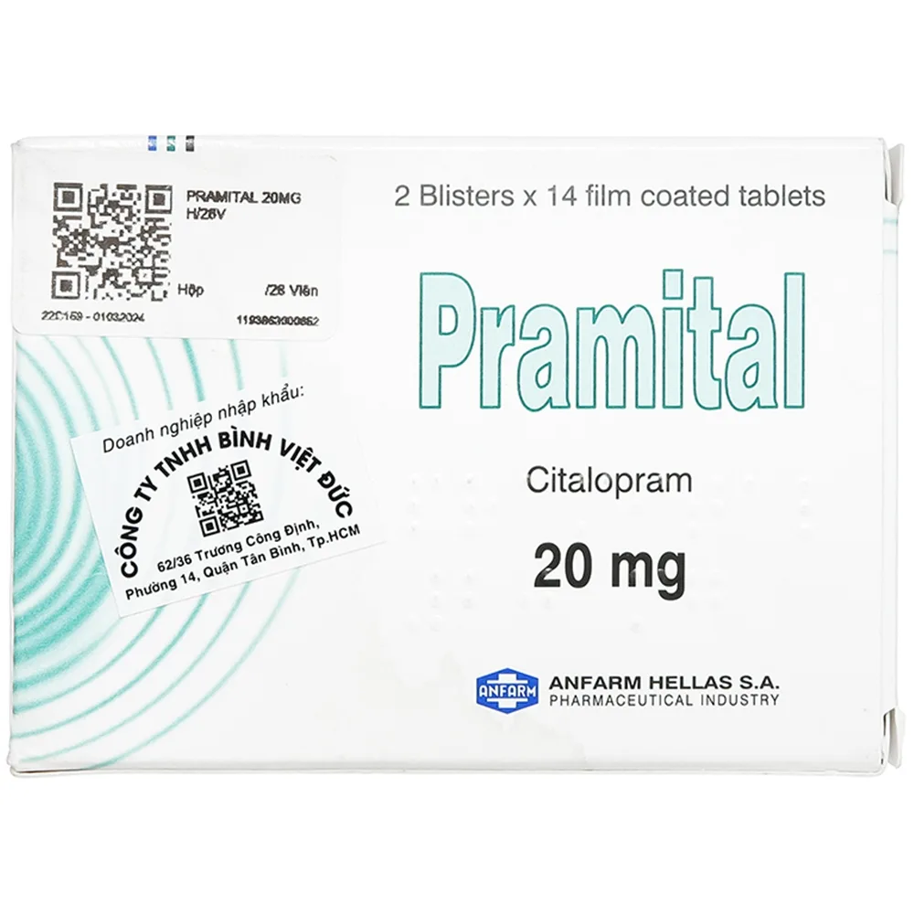 Hình ảnh Thuốc Pramital 20mg Anfarm điều trị trầm cảm (2 vỉ x 14 viên)