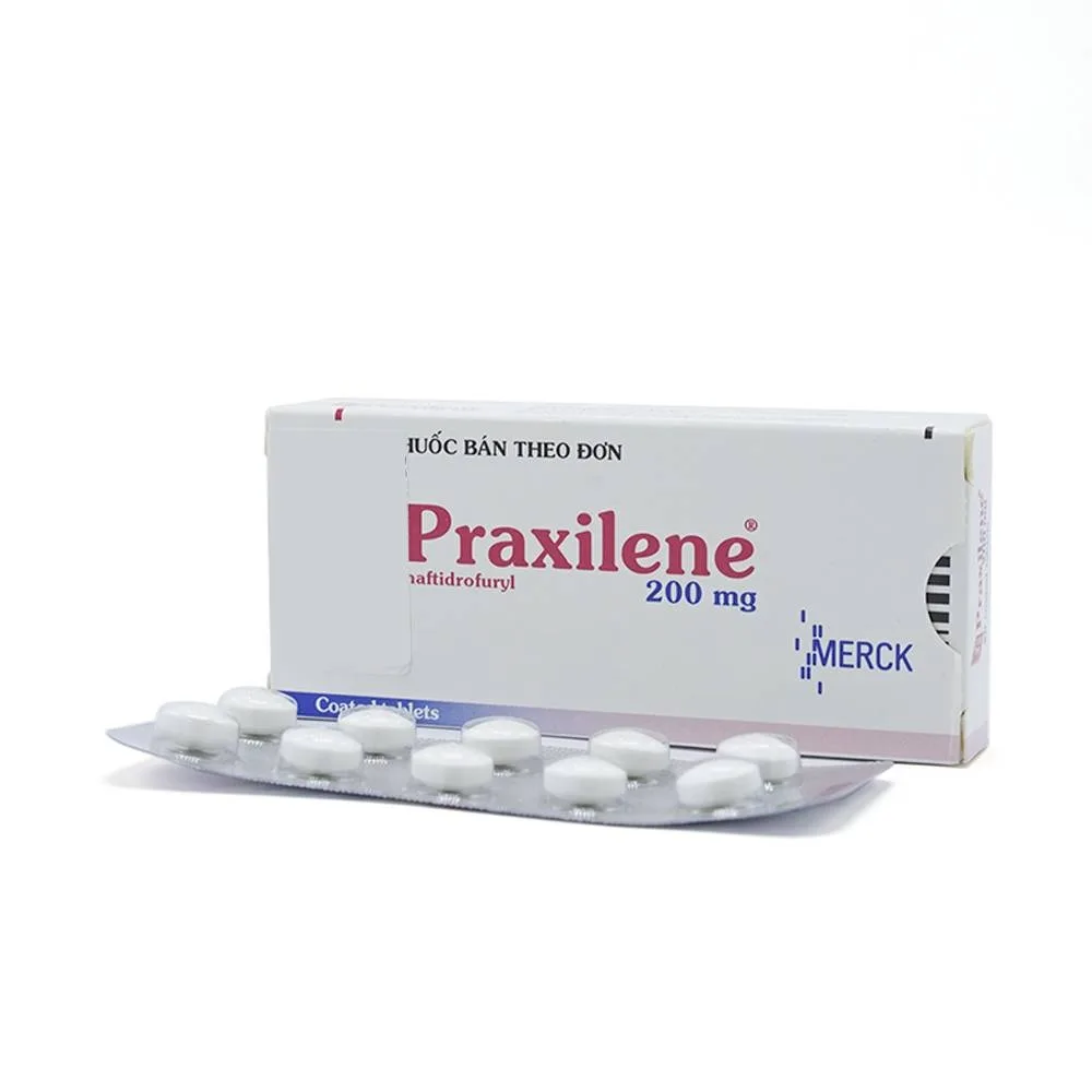 Hình ảnh Viên nén Praxilene 200mg Merck điều trị viêm động mạch tắc nghẽn mãn tính (2 vỉ x 10 viên)