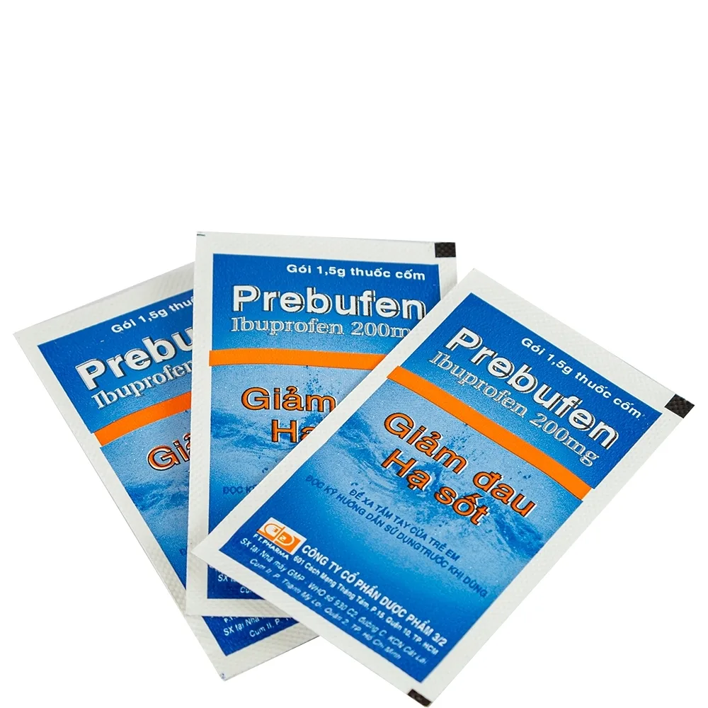 Hình ảnh Thuốc Prebufen 200mg Dược 3-2 giúp giảm đau, hạ sốt cho trẻ em (20 gói x 1.5g)