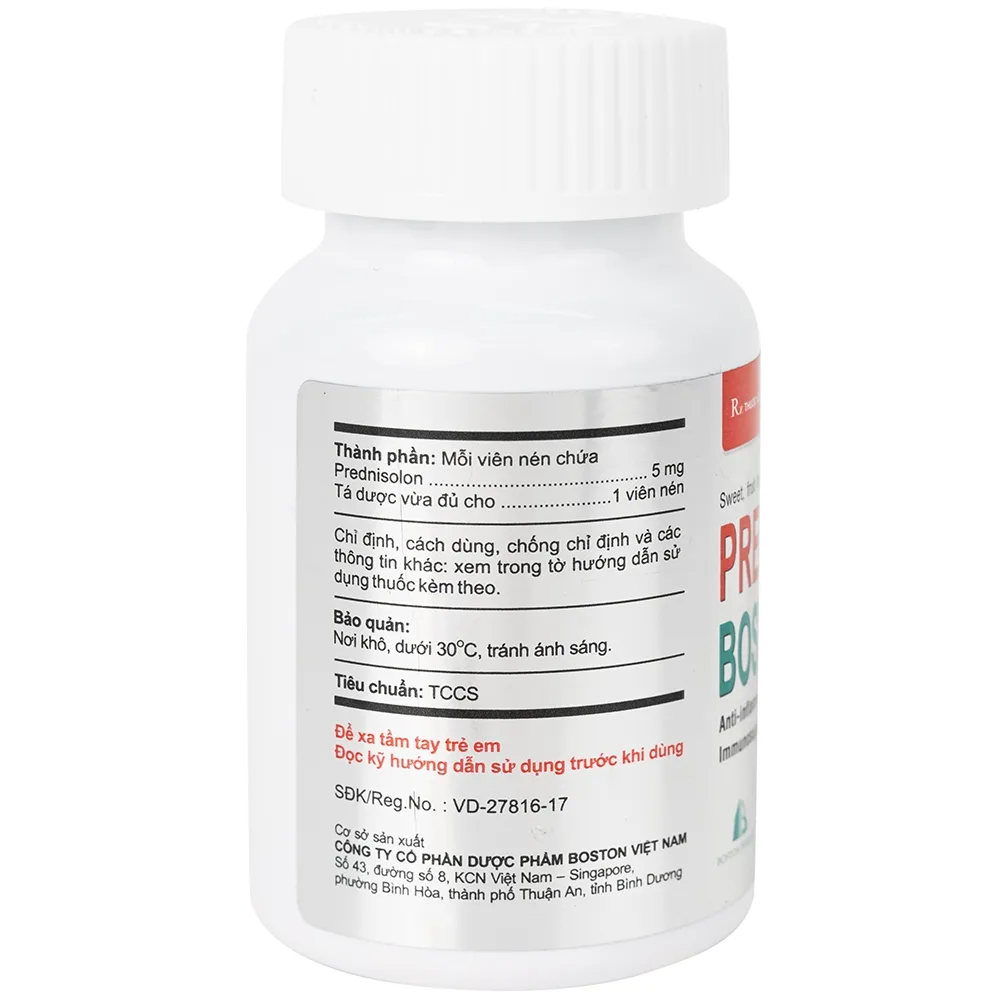 Hình ảnh Thuốc Prednisolon Boston điều trị các rối loạn viêm và dị ứng (200 viên)