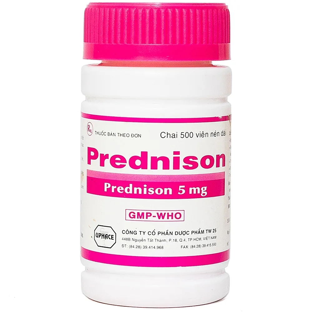 Hình ảnh Thuốc Prednison 5mg Uphace điều trị bệnh thấp khớp (500 viên)