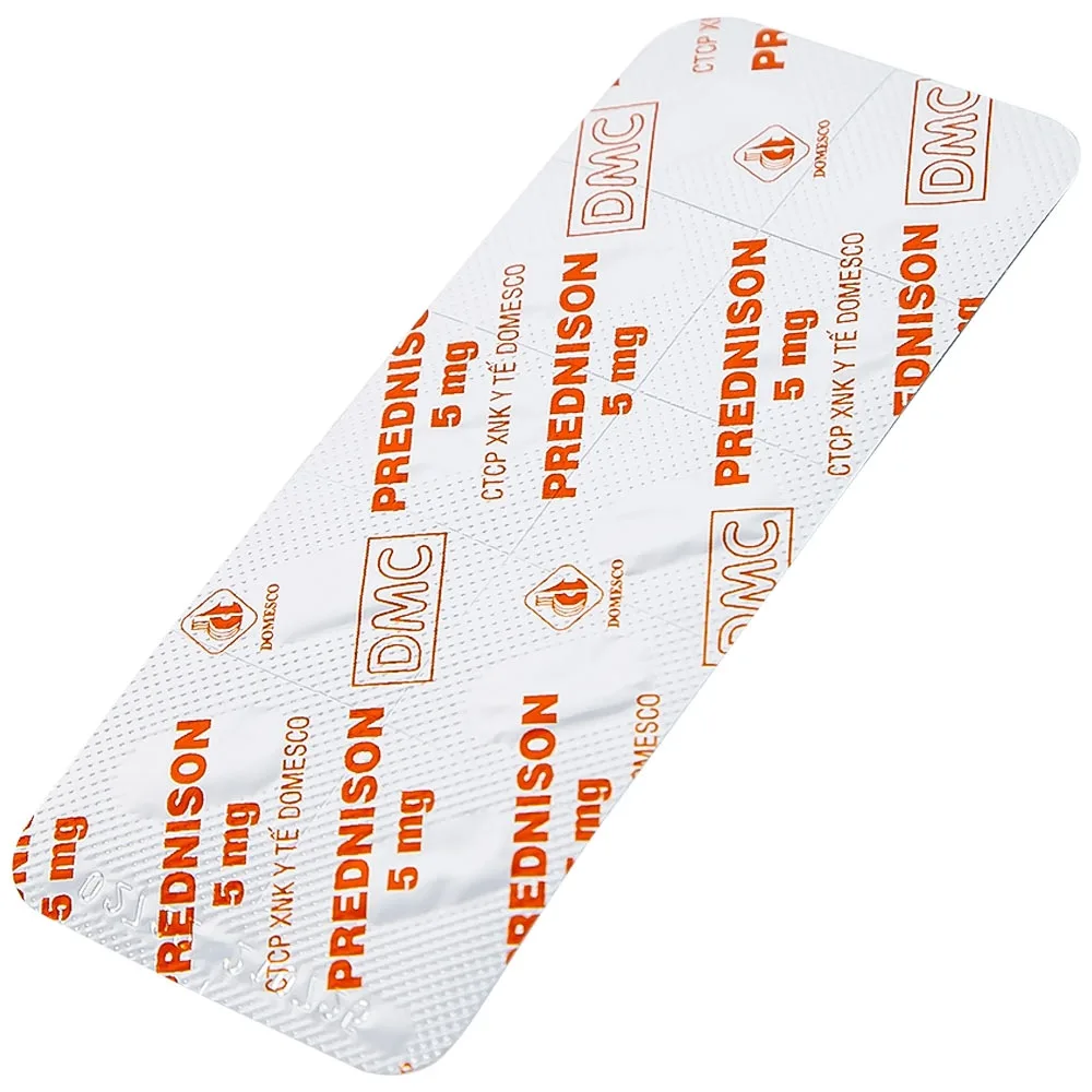 Hình ảnh Thuốc Prednison 5mg Domesco điều trị viêm khớp dạng thấp (10 vỉ x 10 viên)