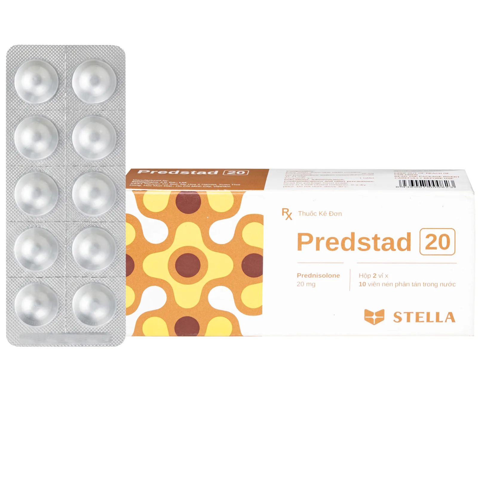 Hình ảnh Thuốc Predstad 20mg Stella điều trị hoặc ức chế các rối loạn do viêm và dị ứng (2 vỉ x 10 viên) 
