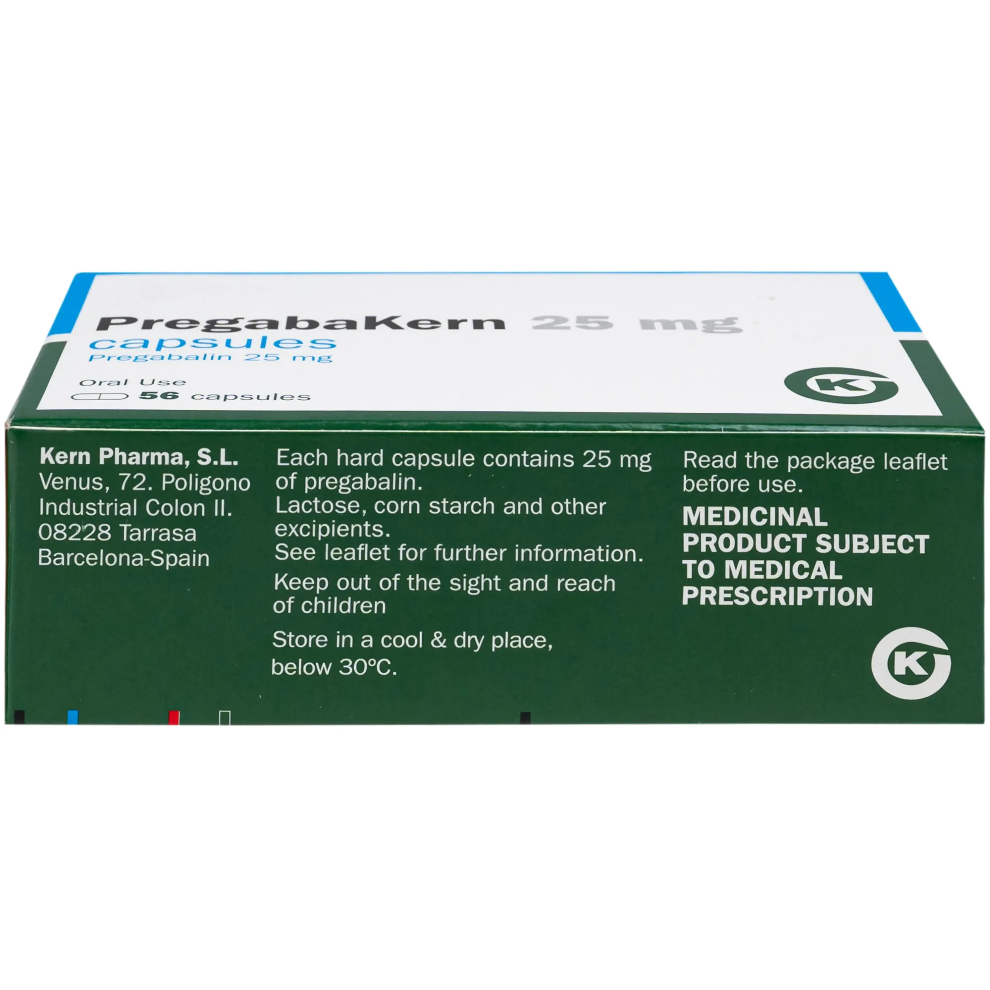Hình ảnh Thuốc Pregabakern 25mg KERN điều trị đau thần kinh, động kinh, rối loạn lo âu tổng quát (4 vỉ x 14 viên)