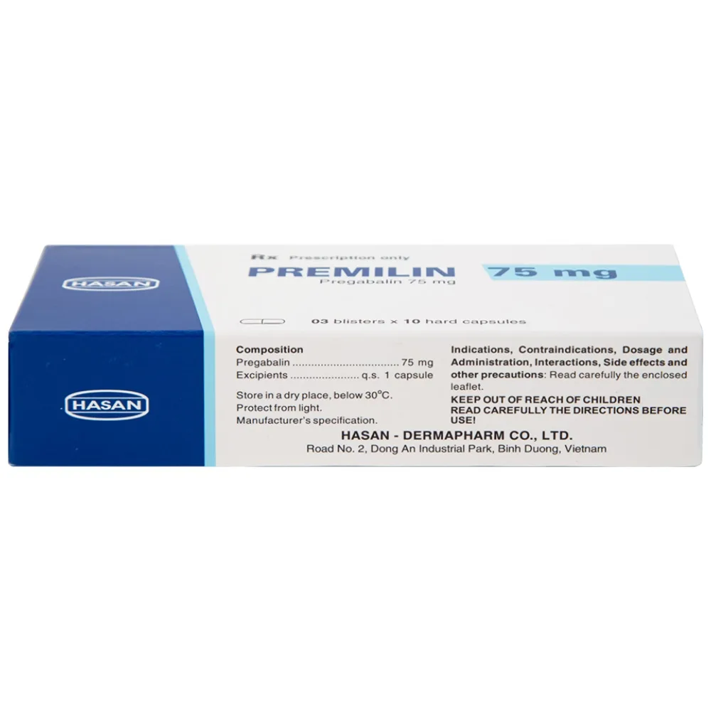 Hình ảnh Thuốc Premilin 75mg Hasan điều trị động kinh cục bộ (3 vỉ x 10 viên)